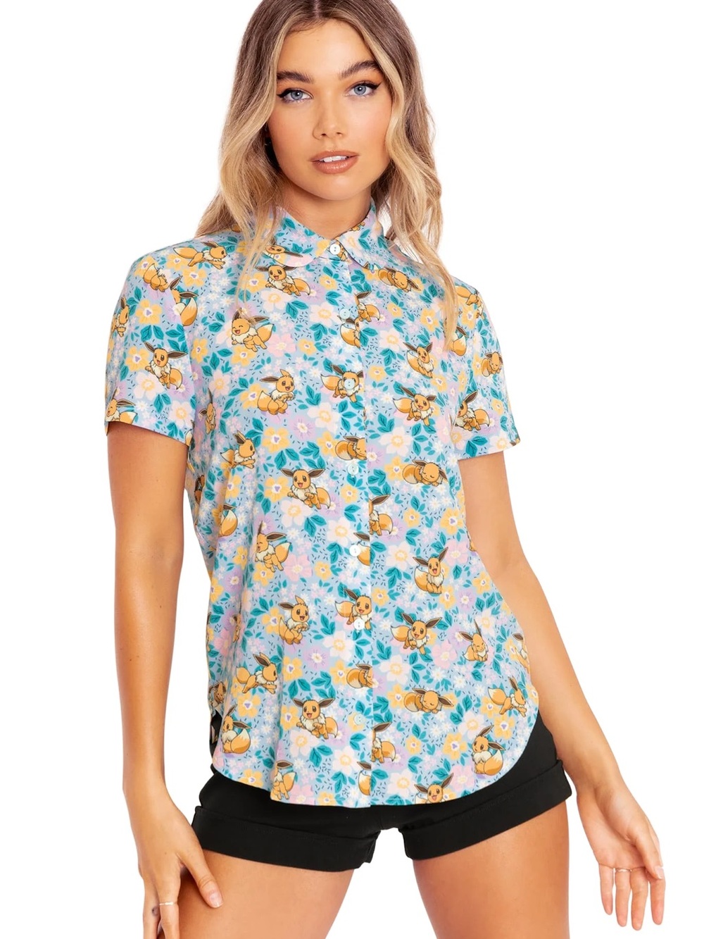 Blackmilk Pokémon Eevee Floral Button-Up Shirt
